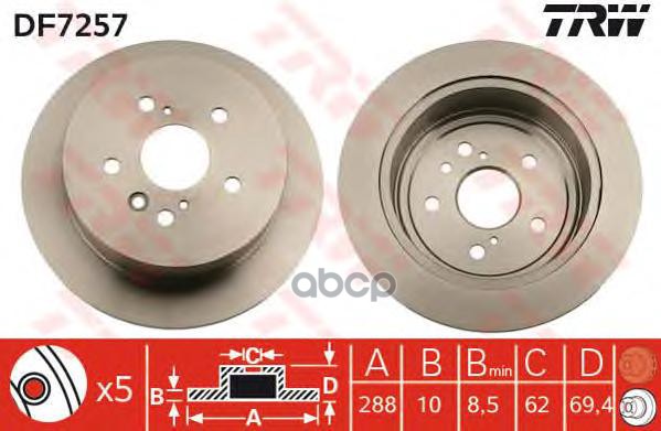 

Торм.Диск Зад.[288Х10] 5 Отв. TRW/Lucas df7257