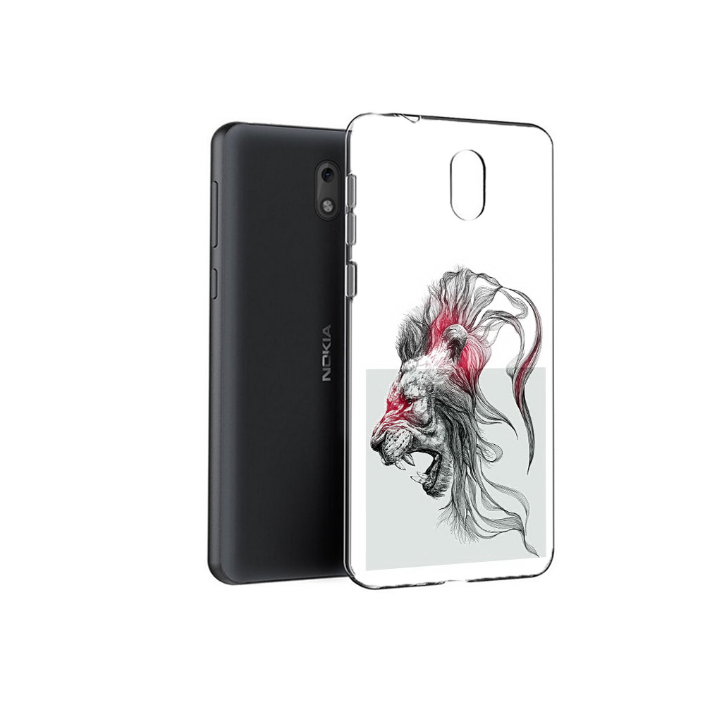 

Чехол MyPads Tocco для Nokia 2.1 разъяренный лев (PT114269.92.576), Прозрачный, Tocco
