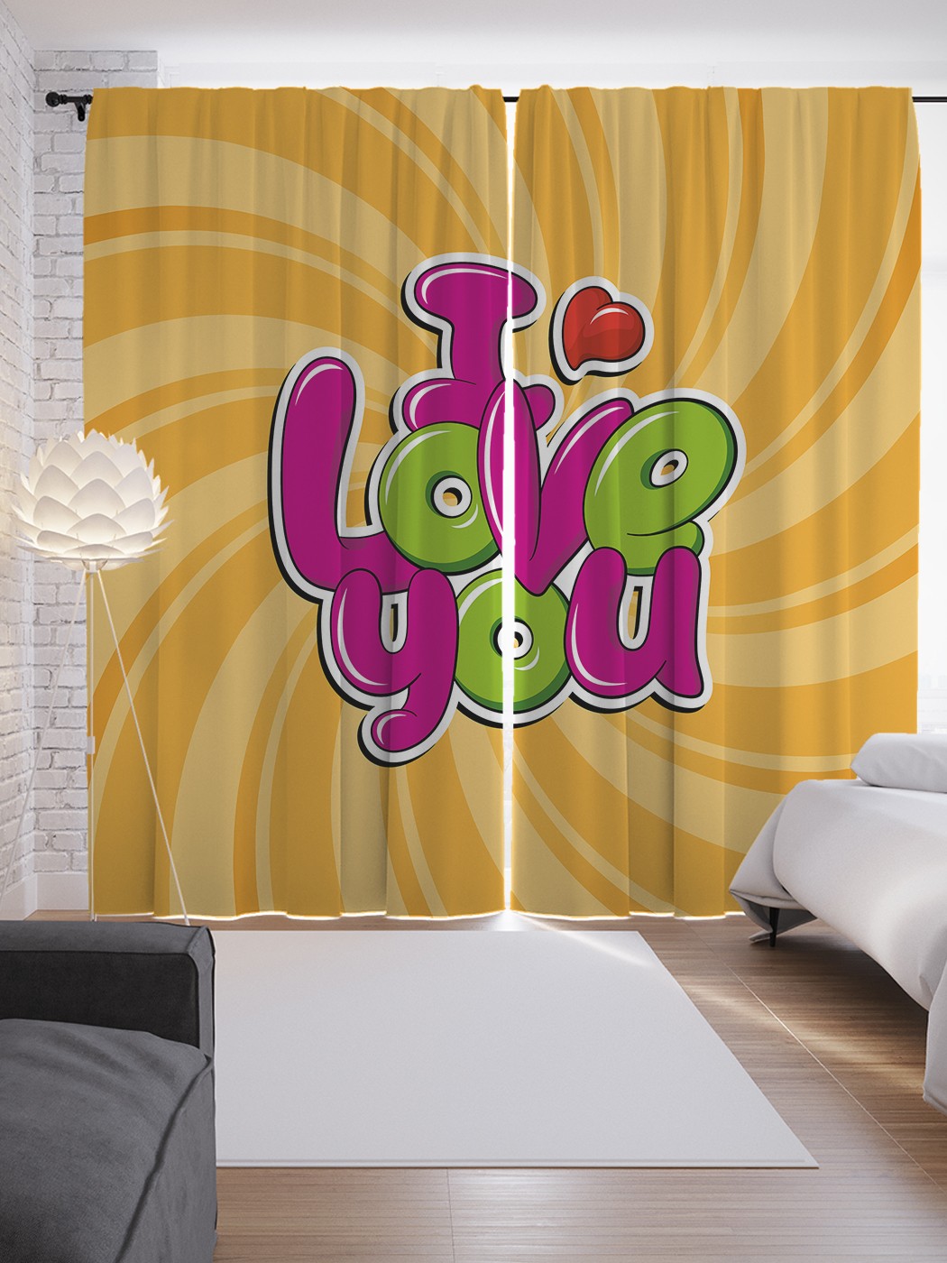 

Шторы JoyArty с фотопечатью "Любовь поп-арт" из сатена, 290х265 см, Любовь поп-арт