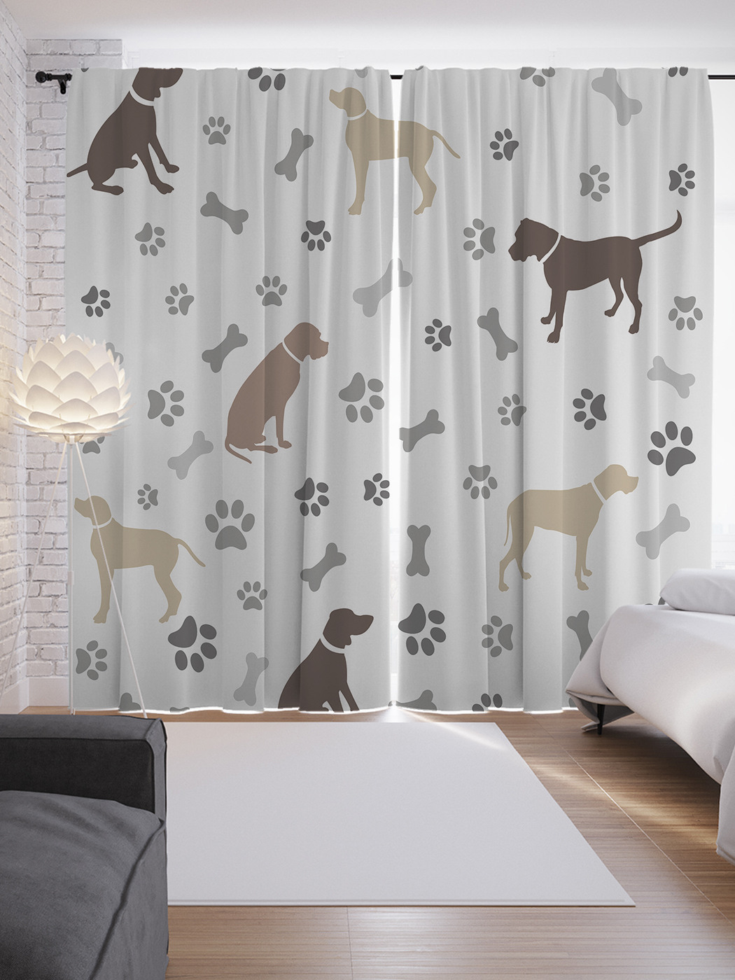 

Шторы JoyArty с фотопечатью "Собака и косточка" из сатена, 290х265 см, Собака и косточка