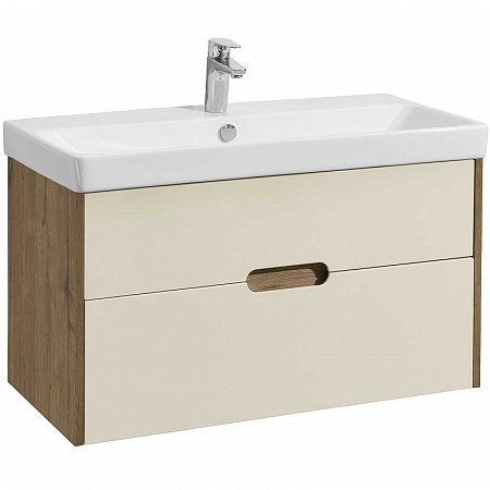 

Тумба с раковиной AQUATON Оливия 90 1A2544K0OLVG0, бежевыйдуб веллингтон, Коричневый