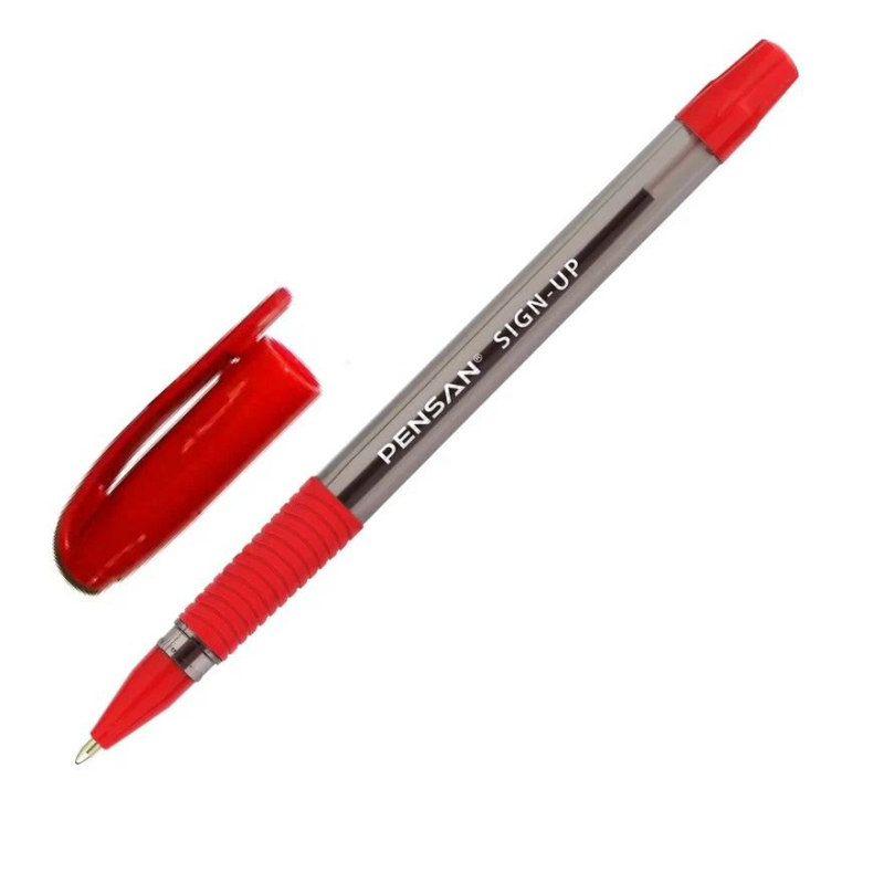 Ручка шариковая Pensan Sign-Up неавтоматическая, красная, 8 шт