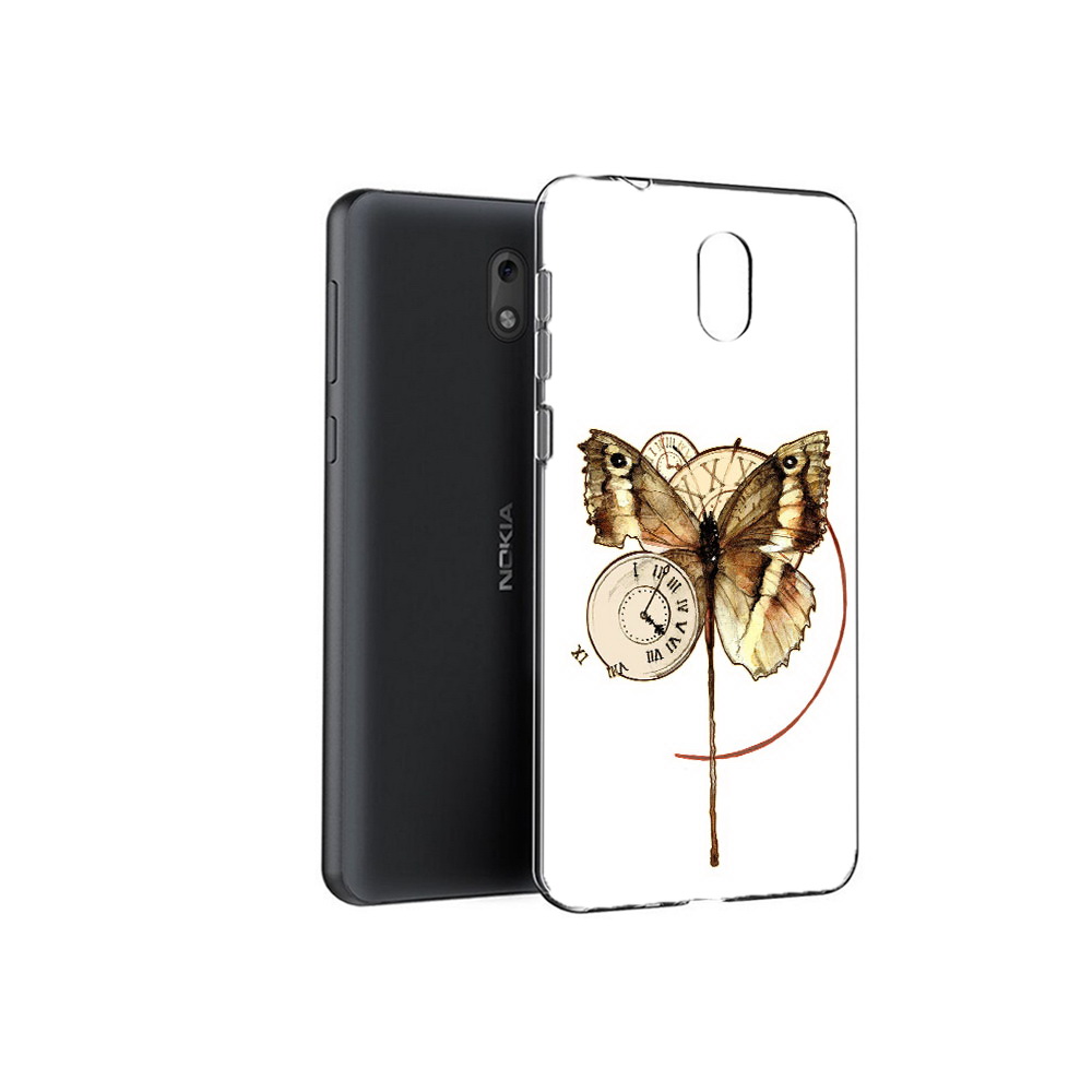 Чехол MyPads Tocco для Nokia 2.1 старинные часы с бабочкой (PT114269.92.622)
