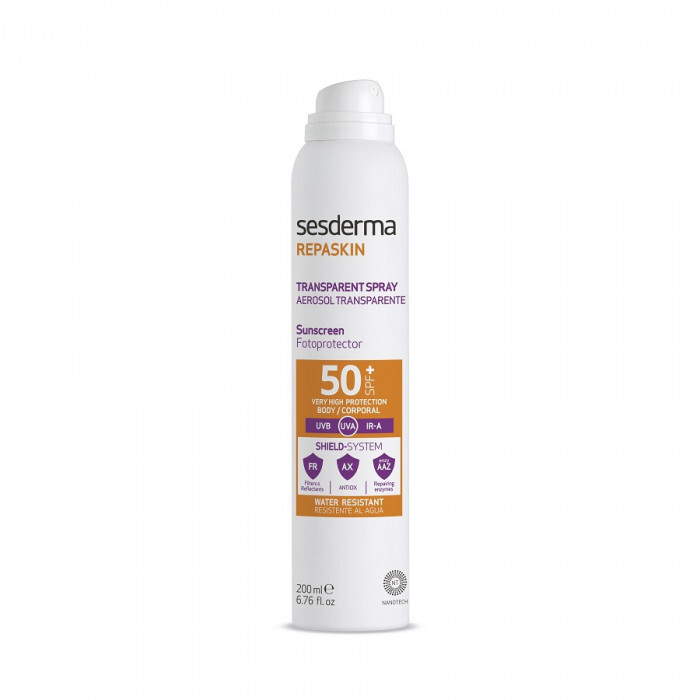 фото Спрей repaskin transparent spray body sunscreen spf 50 прозрачный для тела, 200 мл