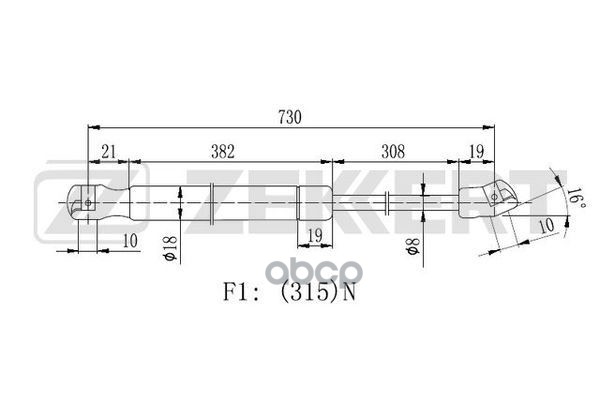 Пружина Газовая Капота Skoda Superb (3t4 3t5) 08- Zekkert арт. GF2284 100036445028