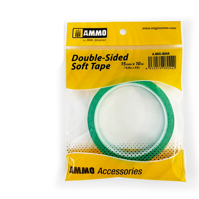 

AMIG8044 Ammo Mig Двусторонняя мягкая клейкая лента DOUBLE-SIDED SOFT TAPE 15mm X 10M