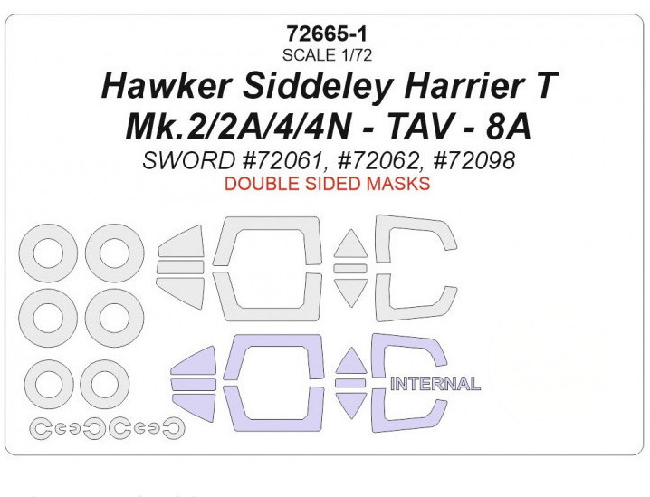 

72665-1KV Hawker Siddeley Harrier T Mk.2/2A/4/4N - TAV - 8A SWORD 72061, 72098 - двусторон