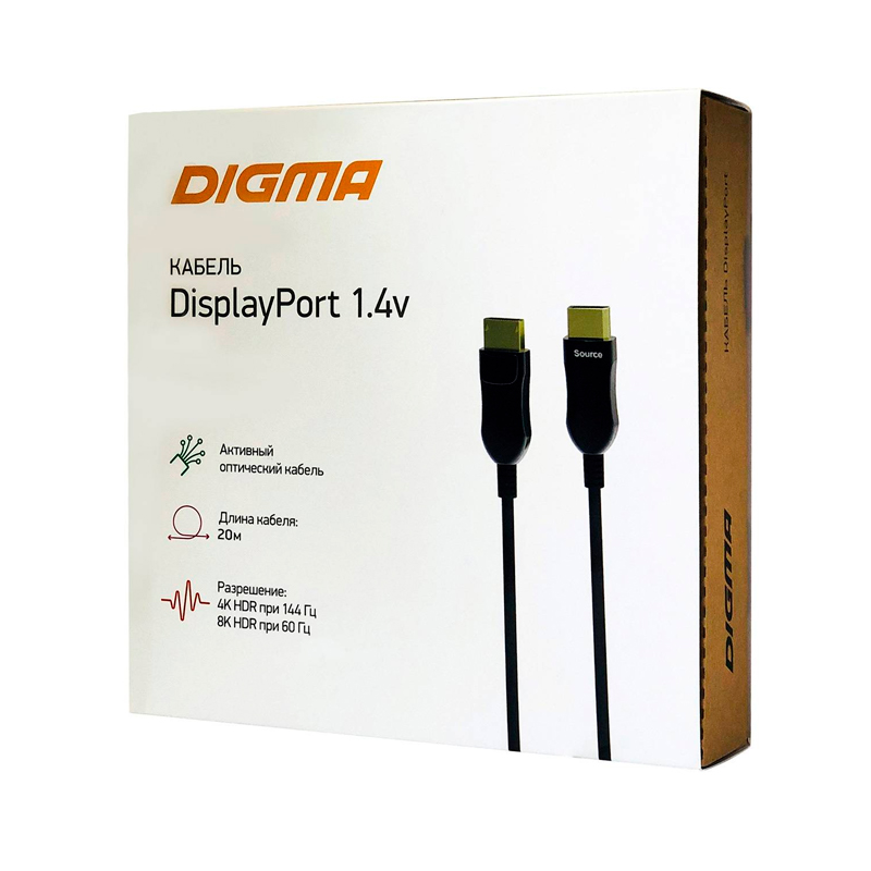 фото Кабель digma 1.4v aoc displayport (m)/displayport (m) 20м black