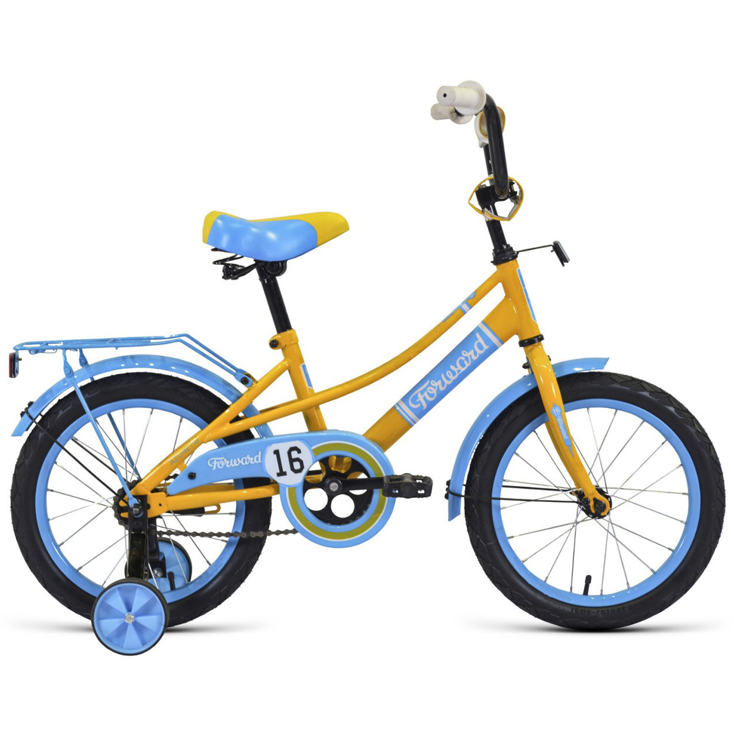 Двухколесный велосипед Forward Azure 16 2021, желтый/голубой двухколесный велосипед forward azure 16 2021 коралловый голубой