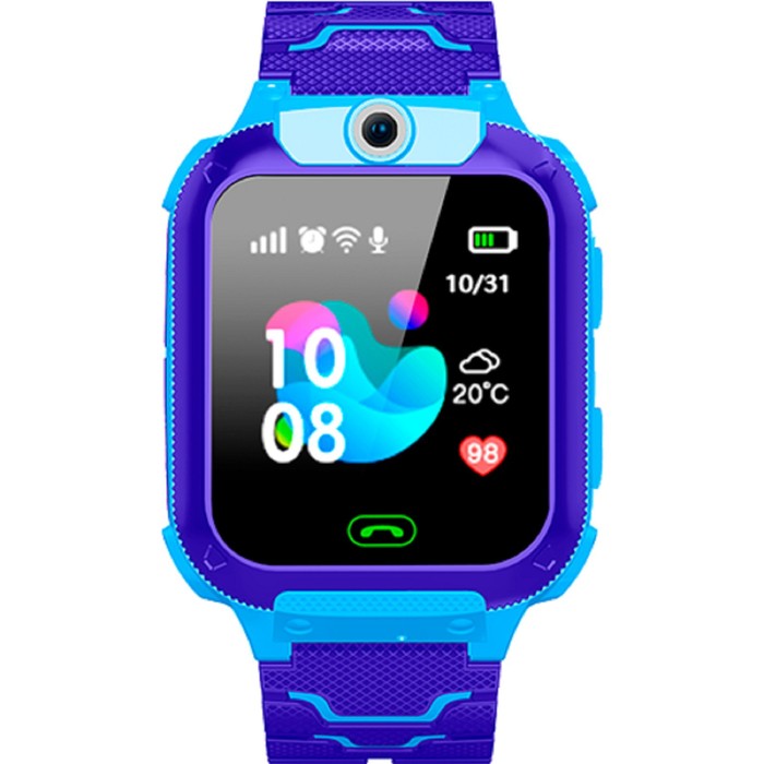 

Детские смарт-часы RunGo K1, 1.4", 128x128, SIM, 2G, LBS, камера, видеозвонок, SOS, голубы