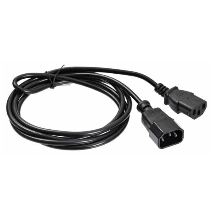 Кабель BURO IEC 320 C13-IEC 320 C14, M-F 1,8м Black