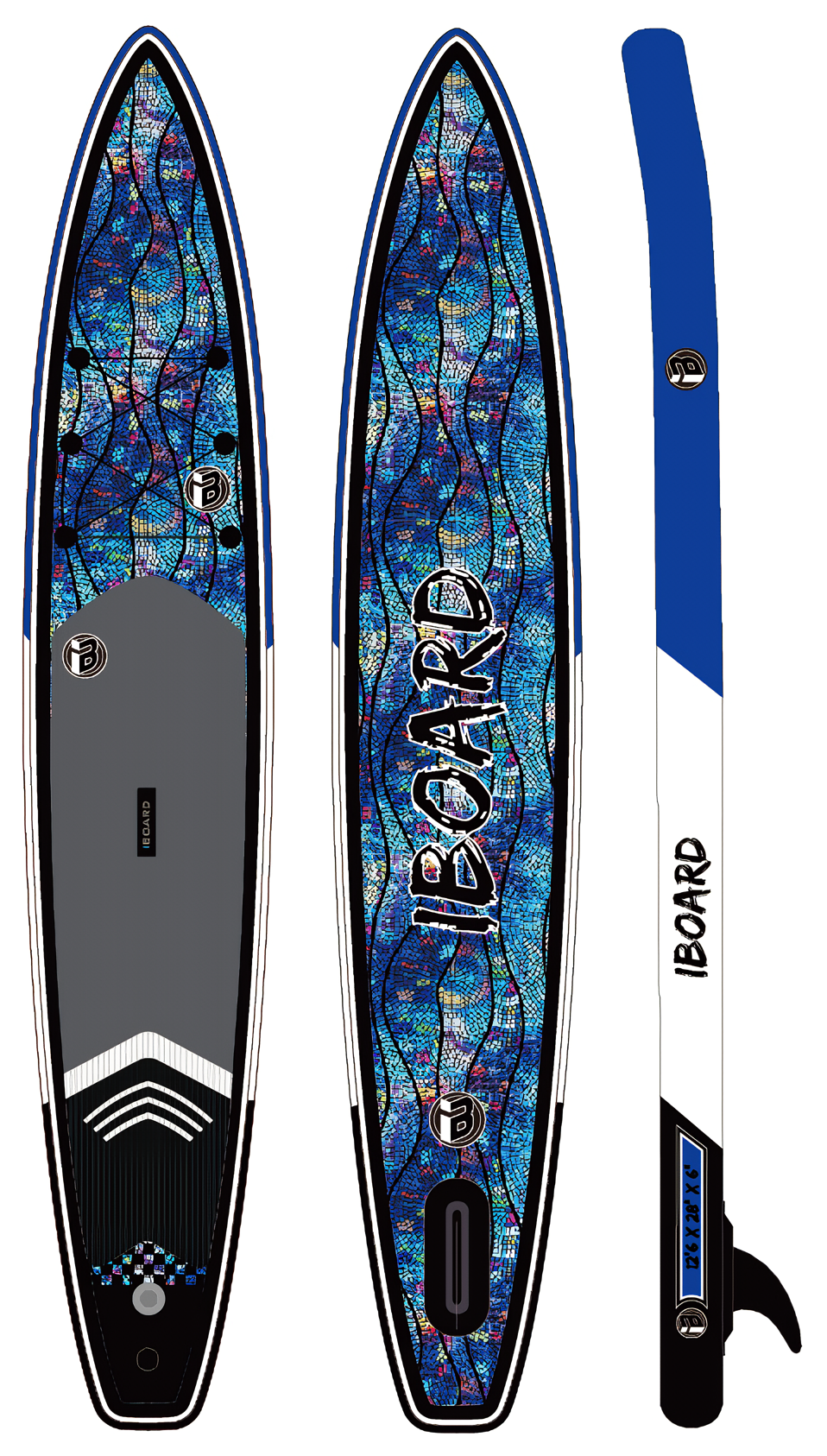 

Сапборд iBoard sup 12'6x33" Mosaic № 4, Синий, Mosaic № 4