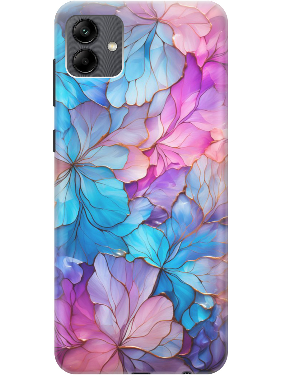 

Силиконовый чехол на Samsung Galaxy A04 с рисунком "Цветочный витраж", Голубой;розовый, 20000942