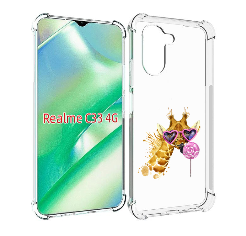 

Чехол MyPads акварельный жираф для Realme C33 4G, Прозрачный, Tocco