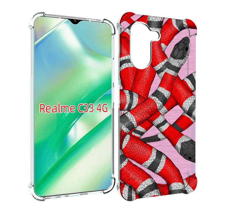 

Чехол MyPads змея-красно-черно-белый для Realme C33 4G, Прозрачный, Tocco