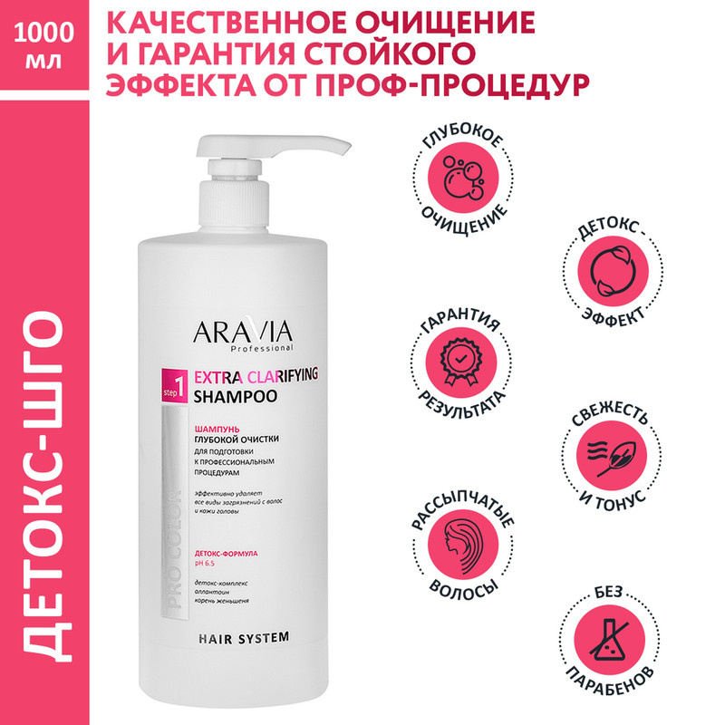 Шампунь Aravia Professional глубокой очистки, 1 л