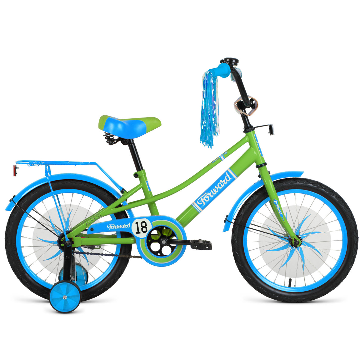 фото Двухколесный велосипед forward azure 18 2021, зеленый голубой