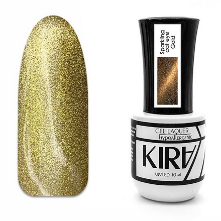 фото Гель-лак kira кошачий глаз gold