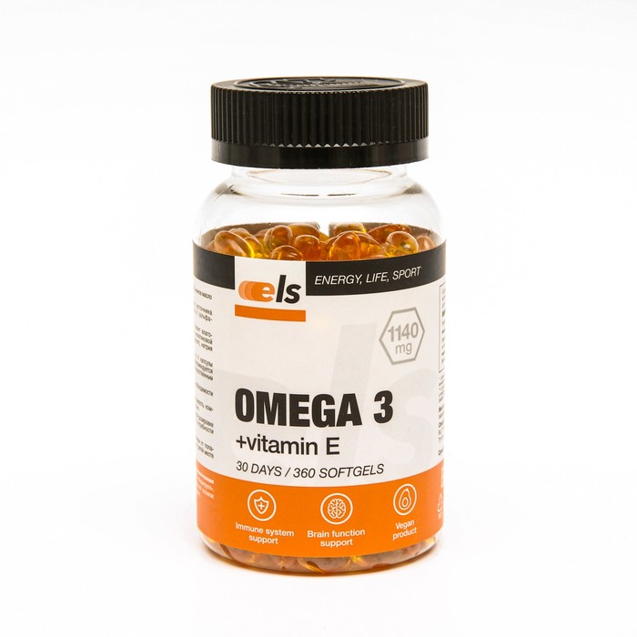 Омега-3, льняное масло с витамином Е, капс. 350 мг, 360 шт.