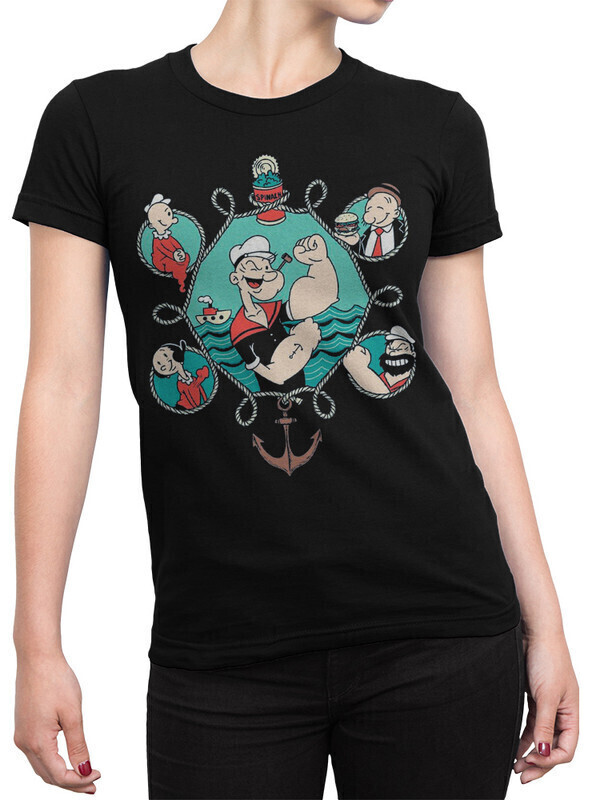 

Футболка женская Dream Shirts Моряк Попай Женская 50007371 черная M, "Моряк Попай" Женская 50007371