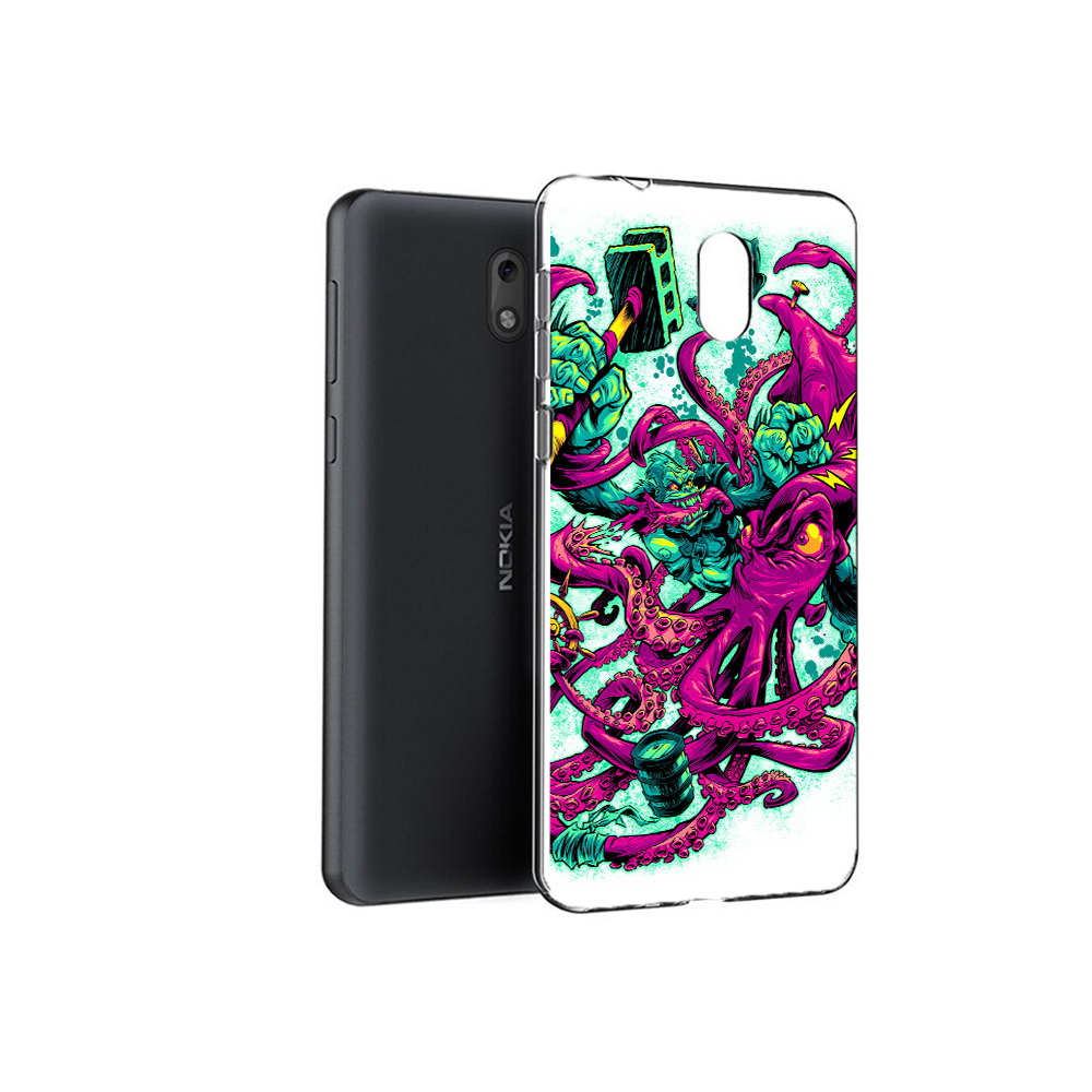 

Чехол MyPads Tocco для Nokia 2.1 фиолетовый кракен (PT114269.92.657), Прозрачный, Tocco