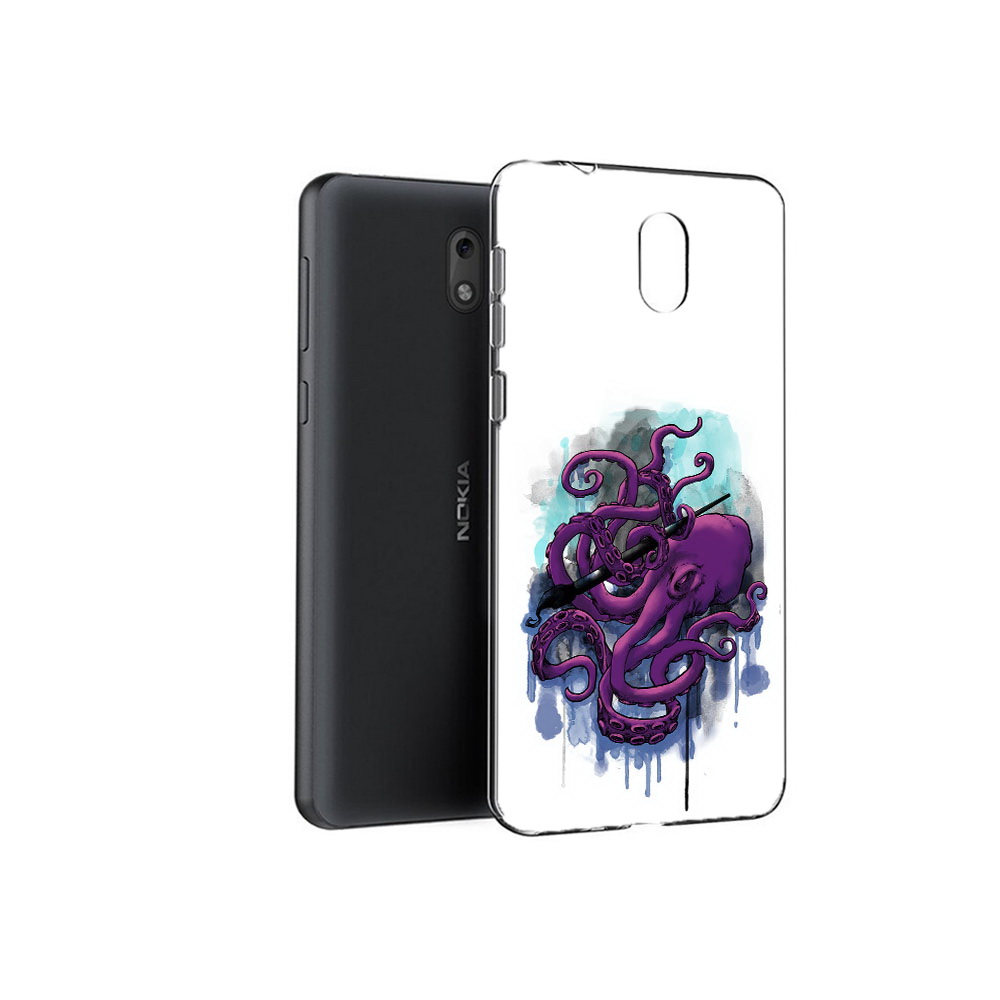 

Чехол MyPads Tocco для Nokia 2.1 фиолетовый осьминог (PT114269.92.658), Прозрачный, Tocco