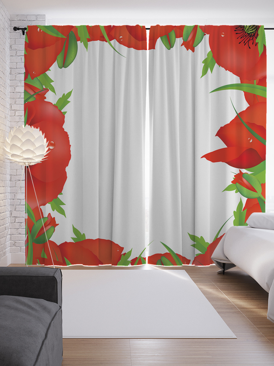 

Шторы JoyArty с фотопечатью "Маковая рамка" из сатена, 290х265 см, Маковая рамка