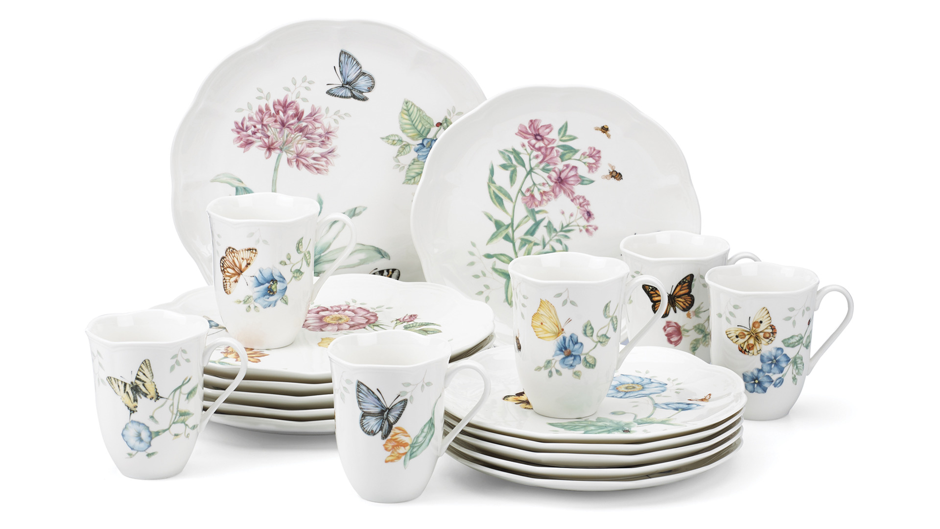 фото Сервиз чайно-столовый lenox бабочки на лугу на 6 персон 18 предметов
