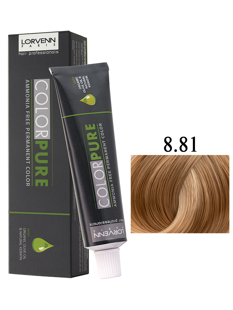 фото Краска lorvenn hair professionals color pure 8.81 светлый блонд жемчужный пепельный 50 мл