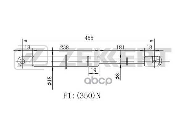 

Пружина Газовая Капота Vw Sharan 95- Zekkert арт. GF1407