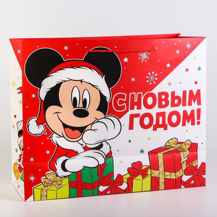 

Подарочный пакет Disney горизонтальный С новым годом! Микки Маус и друзья 49х40х19, Разноцветный