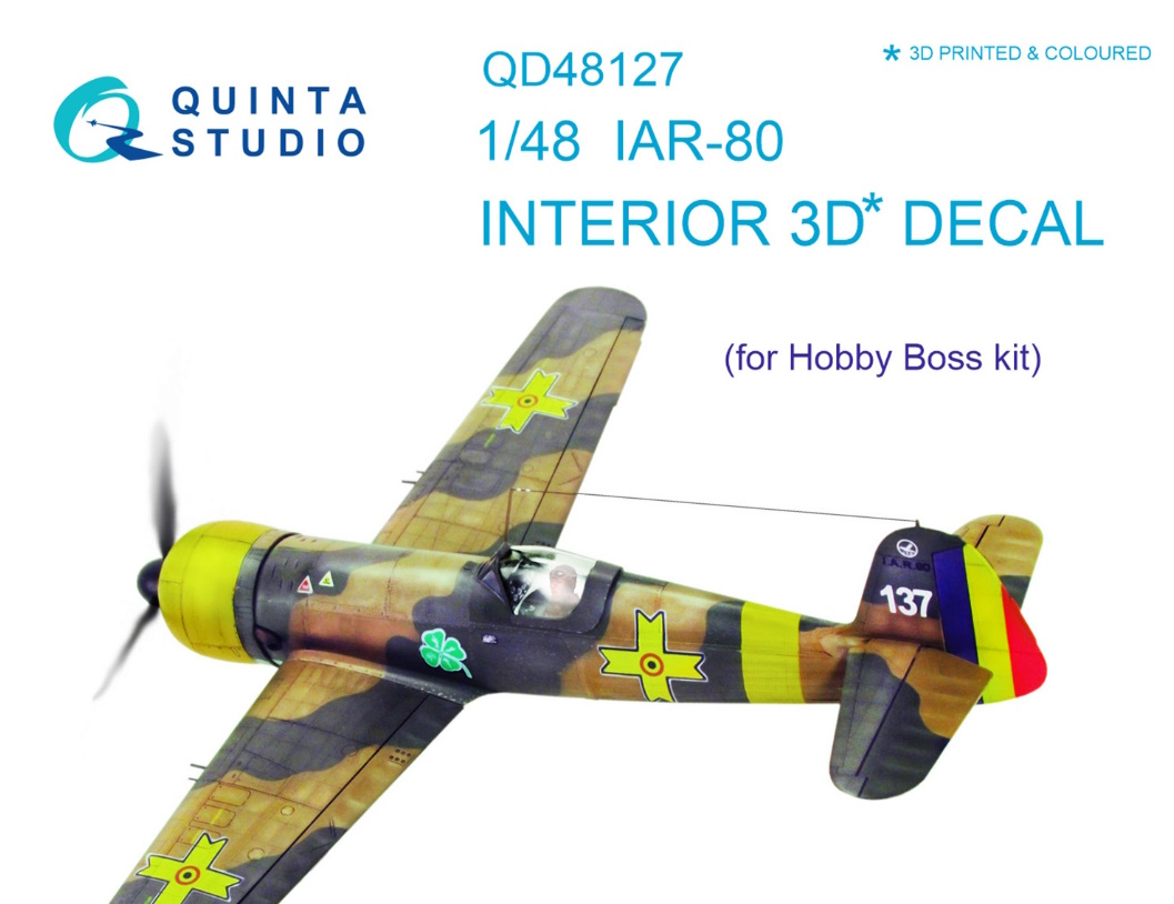 QD48127 1/48 3D Декаль интерьера кабины IAR-80 для модели HobbyBoss