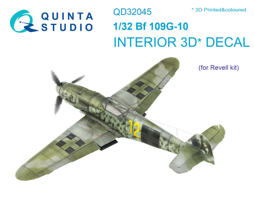 

QD32045 1/32 3D Декаль интерьера кабины Bf 109G-10 для модели Revell, Однотонный