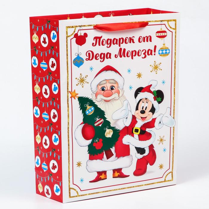 Подарочный пакет Disney ламинированный вертикальный Подарок от Деда Мороза 31х40х11,5