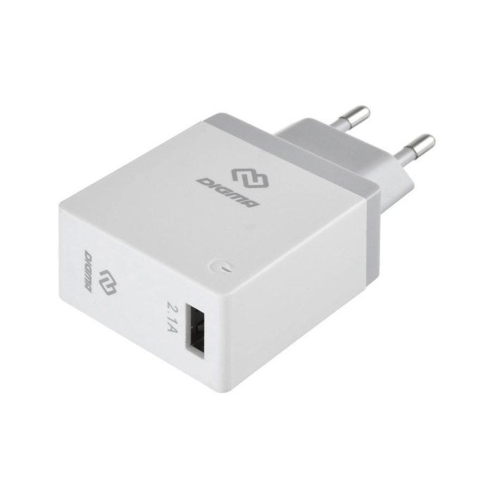 фото Сетевое зарядное устройство digma dgwc-1u-2.1a-wg, 1xusb, 2,1 a, white