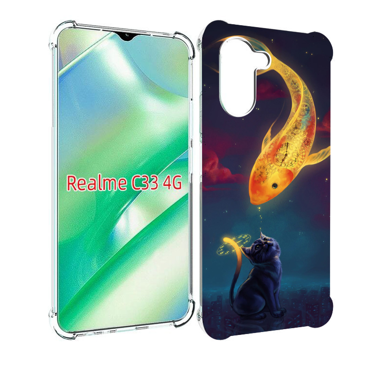 

Чехол MyPads золотая-рыбка-часовая для Realme C33 4G, Прозрачный, Tocco