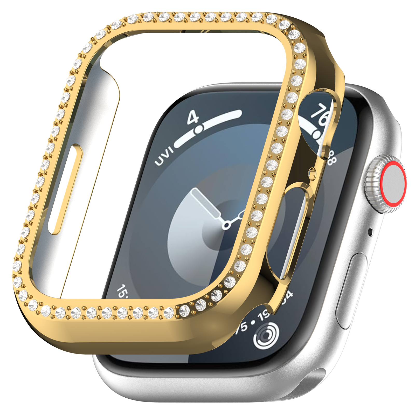 Защитный бампер для Apple Watch 45 мм, со стразами, золотистый