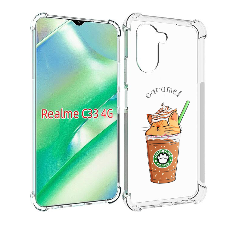 

Чехол MyPads карамельный напиток женский для Realme C33 4G, Прозрачный, Tocco