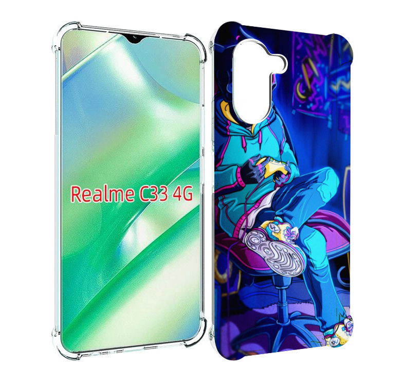 

Чехол MyPads киберпанк игрок для Realme C33 4G, Прозрачный, Tocco