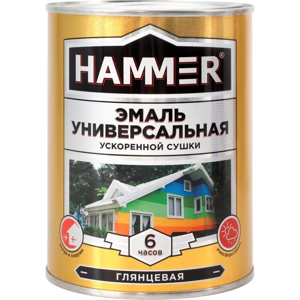 HAMMER Эмаль универс. уск/суш глянц. красная 0,9 кг / 14 ЭК000135036