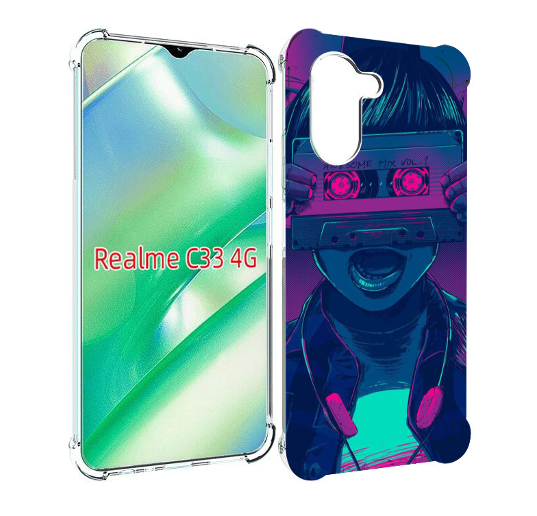 

Чехол MyPads киберпанк с кассетой для Realme C33 4G, Прозрачный, Tocco
