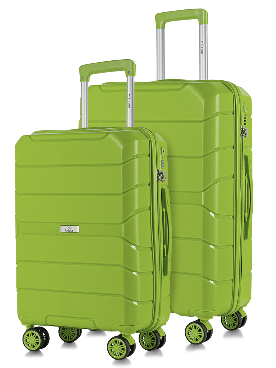 Комплект чемоданов унисекс L'Case Singapore лимонный S/M, комплект чемоданов, зеленый, полипропилен  - купить