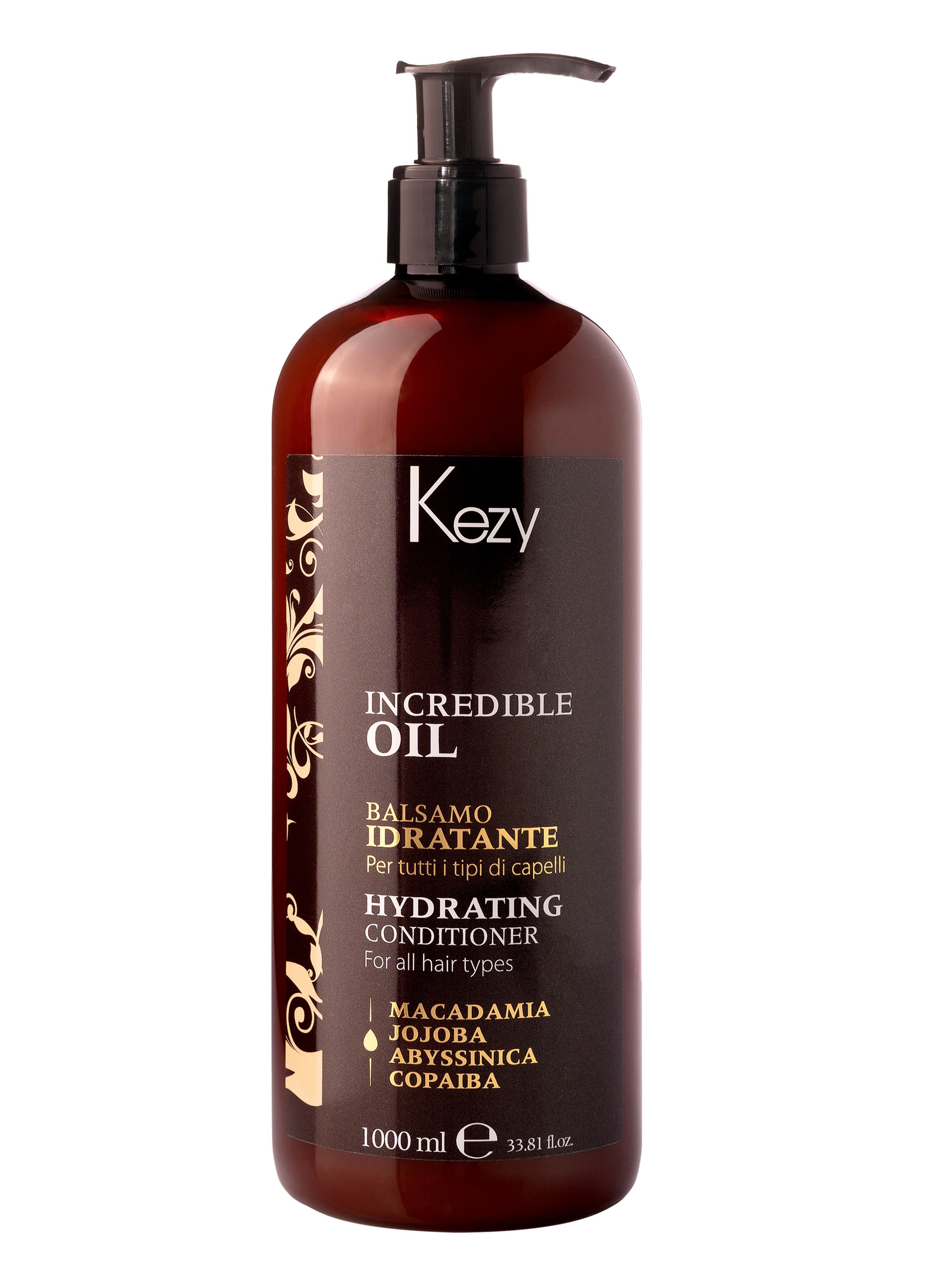 Кондиционер KEZY для всех типов волос увлажняющий 1000мл, Линия INCREDIBLE OIL the incredible journey
