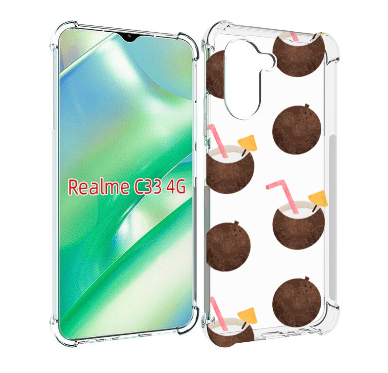 

Чехол MyPads кокосики для Realme C33 4G, Прозрачный, Tocco