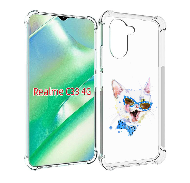 

Чехол MyPads белый кот для Realme C33 4G, Прозрачный, Tocco