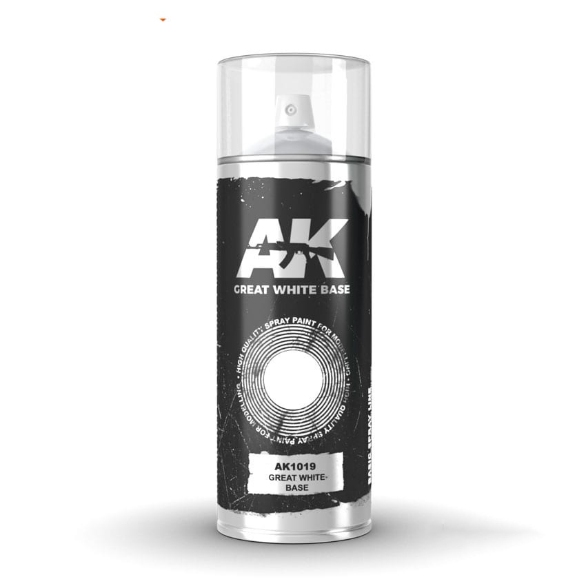 фото Акриловая краска ak interactive great white base spray 150мл, белый