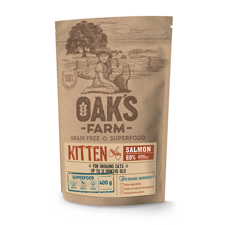 фото Сухой корм для котят oaks farm gf kitten, лосось, 0,4кг