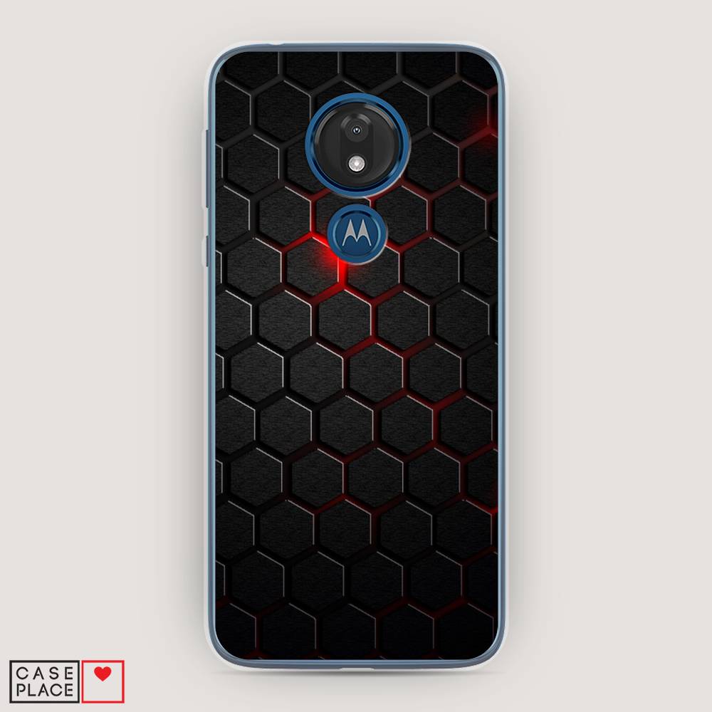 фото Чехол awog "фон соты красные" для motorola moto g7