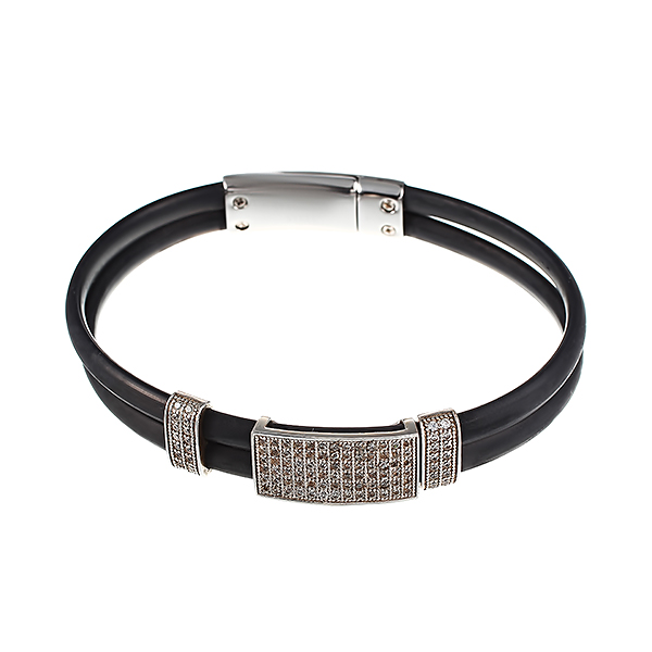 

Браслет из серебра/каучука с фианитом р.17 Element47 SB1210_BT_STEEL_KH_001_WG, SB1210_BT_STEEL_KH_001_WG