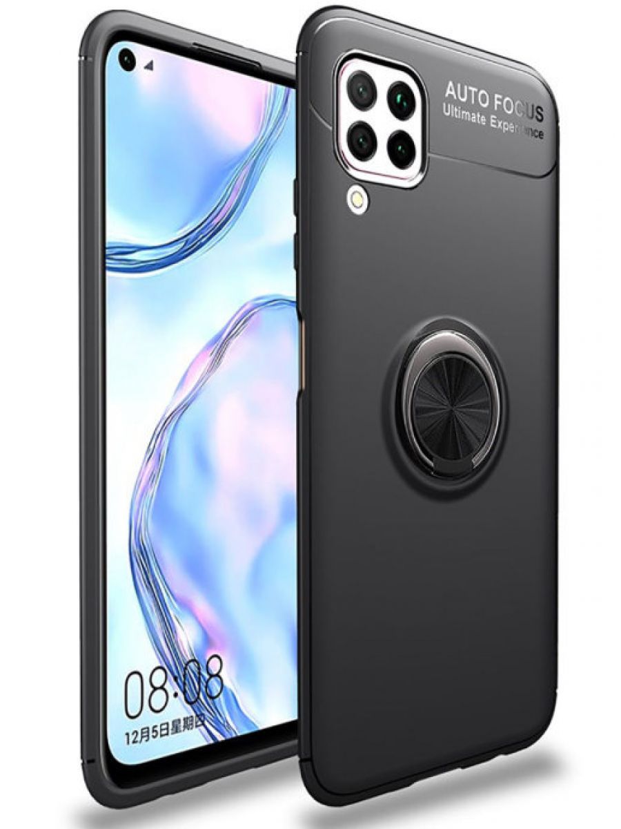 

Brodef Revolve Силиконовый чехол с кольцом для Huawei P40 Lite черный